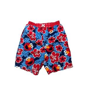 Vintage 2007 Sesame Street Elmo Hawaiian Swim Trunks Boys 4T Netted EUC